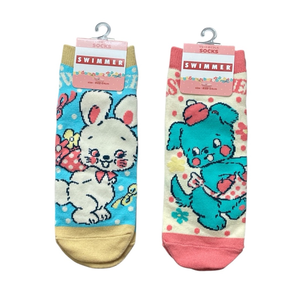 Set of 2 Swimmer Japanese Brand Socks Size 22-24 cm or women’s US Size 6-8 NWT